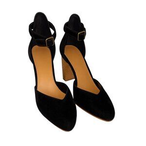 Soludos Black Velvet Ankle-Strap Block Heels - Circa 2018-2020